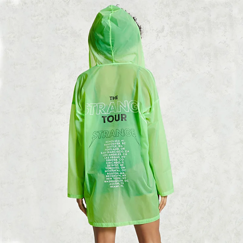Lightweight outdoor waterproof rain hoodie ladies transparent nylon jackets