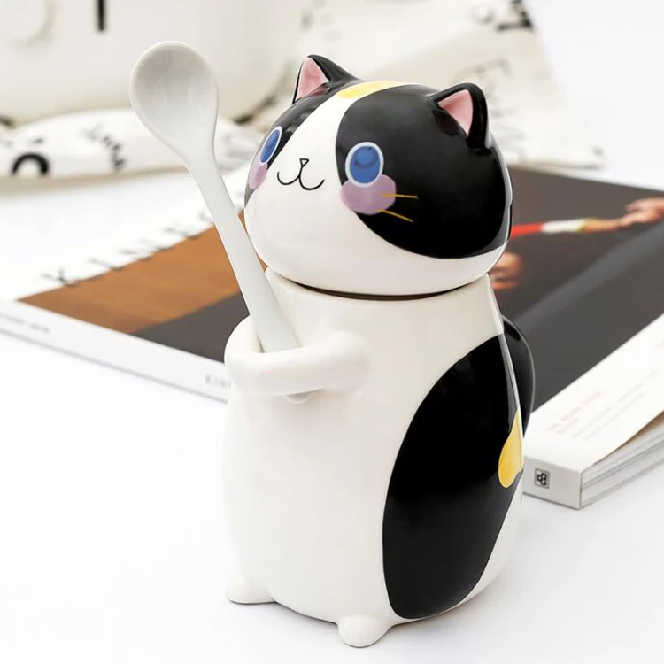 Creative Cute Cartoon Hand-painted Adorable Cartoon Animal, Cat Style Ceramic Hold Cup