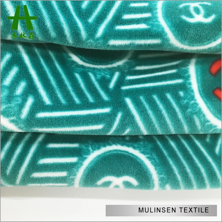 
Mulinsen Textile Good Quality Brand Logo Print Super Soft Fleece Fabric 
