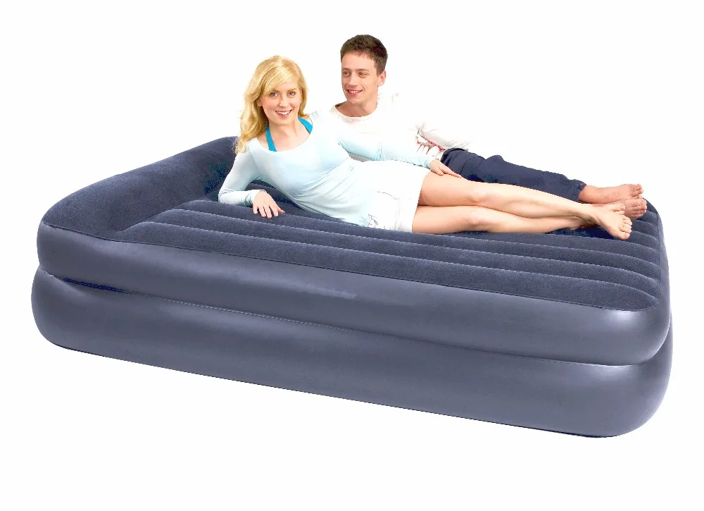 heavy duty inflatable deluxe queen size airbed mattress inflatable raised air bed indoor inflatable flocking foldable double bed