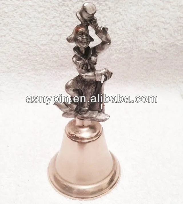 
Antique Dutch Brass and Pewter Clown Dinner Bell 5 inches tall, Antique brass Dinner Bell 
