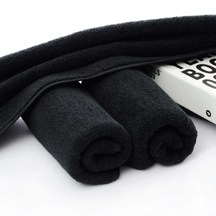 Hot sale cheap wholesale cotton black hand towel face towel black