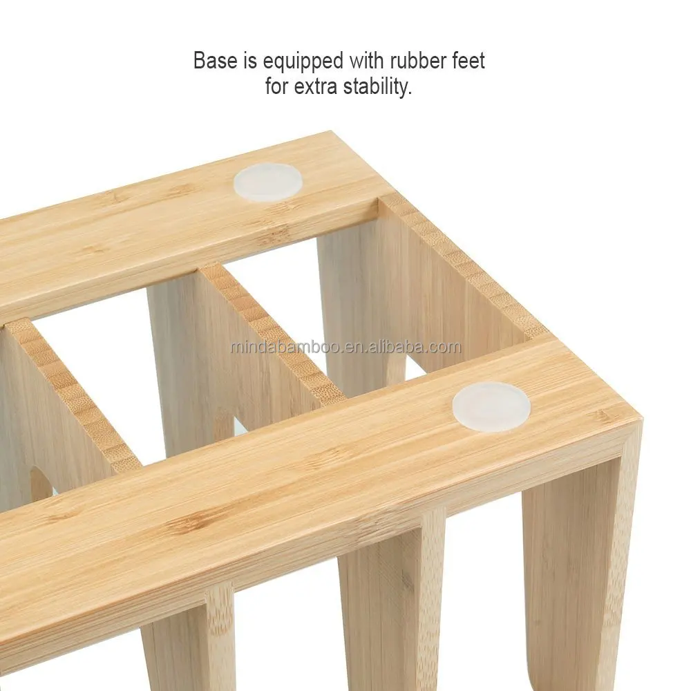 
Houseware organizer kitchen bamboo plate dish bowl stand pot lid drying holder drainer storage rack 