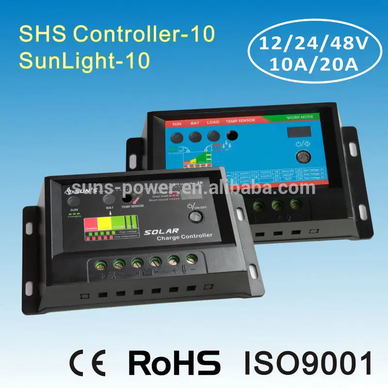 PWM DC12V 24V Li-ion Automatic Solar Charge Controller with CE RoHS 10A 20A