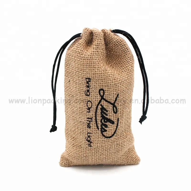 China supplier custom logo small pull string burlap pouch jute potato sacks bag