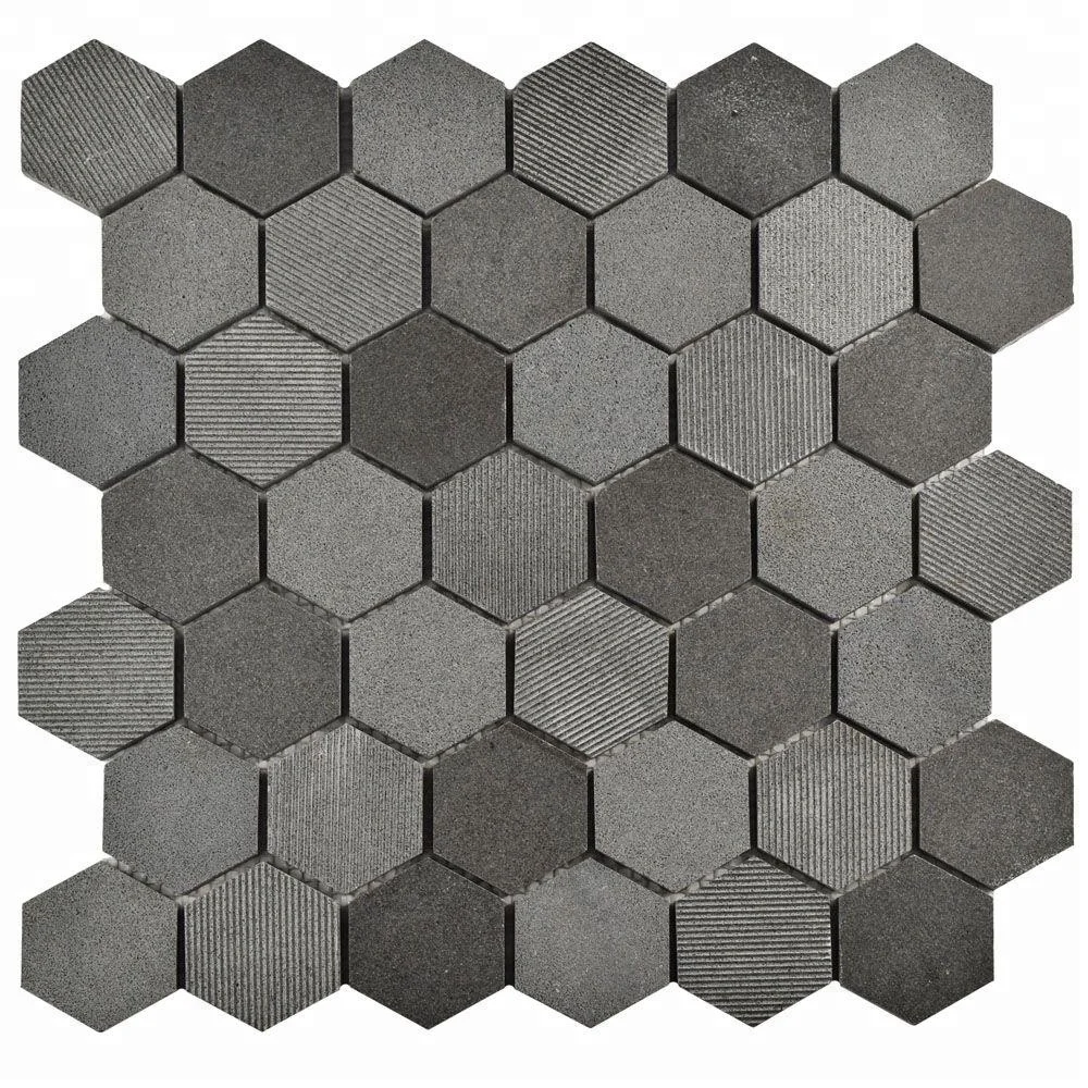 Decorstone24 Dark Color Hexagon Lava Stone Mosaic Tiles Bulestone Kitchen Backsplash From China Factory