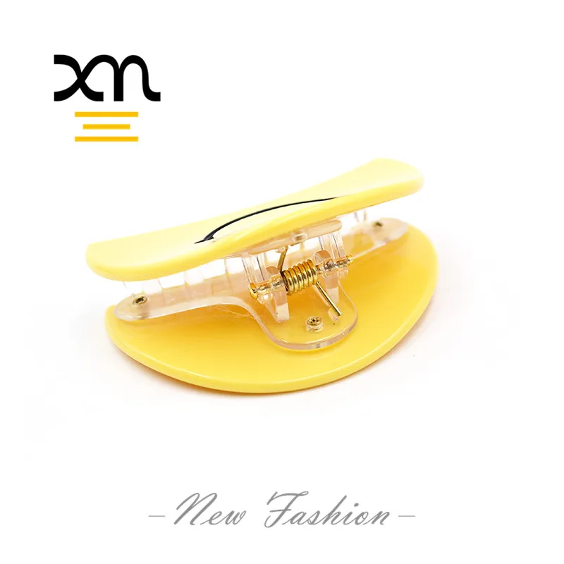 XinMei sweet semicircle hair claw smiley face acrylic acetate hair clips accessories low MOQ girls hair claw clip celluloid