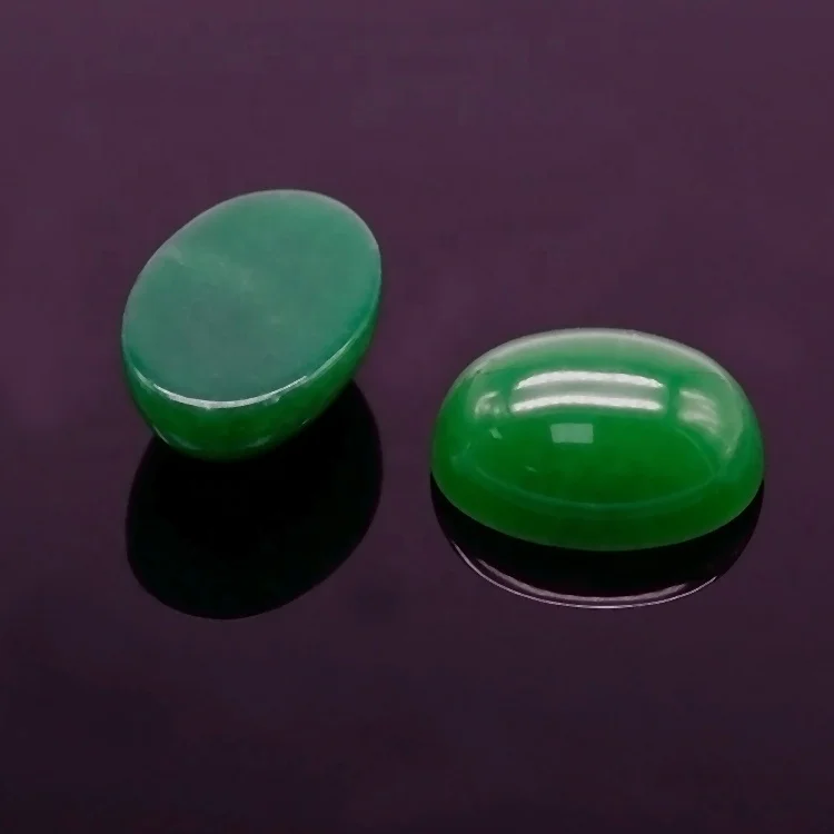 Oval Shape Gemstone Cabochon Natural Green Jade Stone