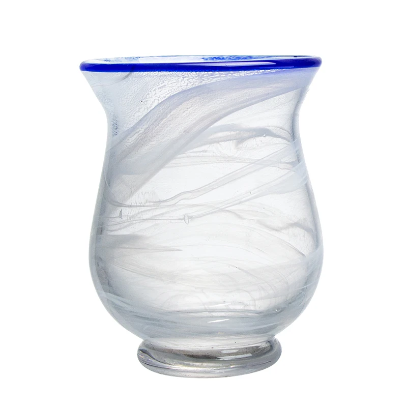 
White and Blue Custom Novelty Antique Solid Color Glass Vase 