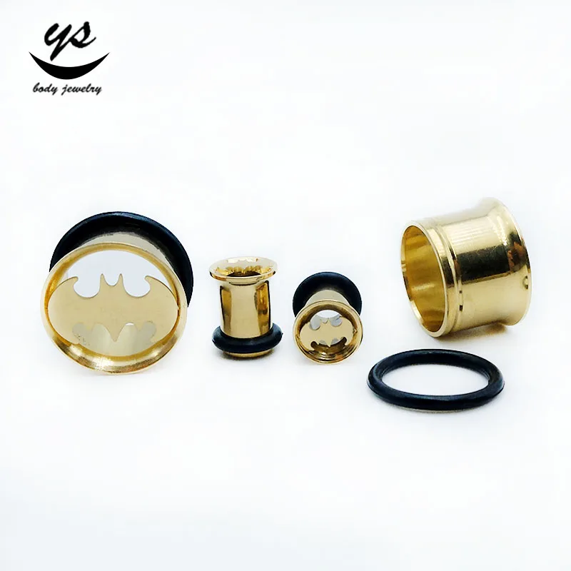 rubber hollow bat single flare tunnel plugs piercing jewelry