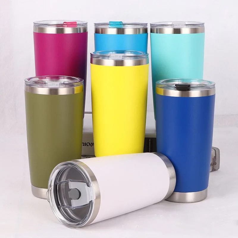 New Tech 3D UV Printing 20oz/30oz Double wall 304 stainless steel powder coated tumbler with flip lid 10 colors in stock