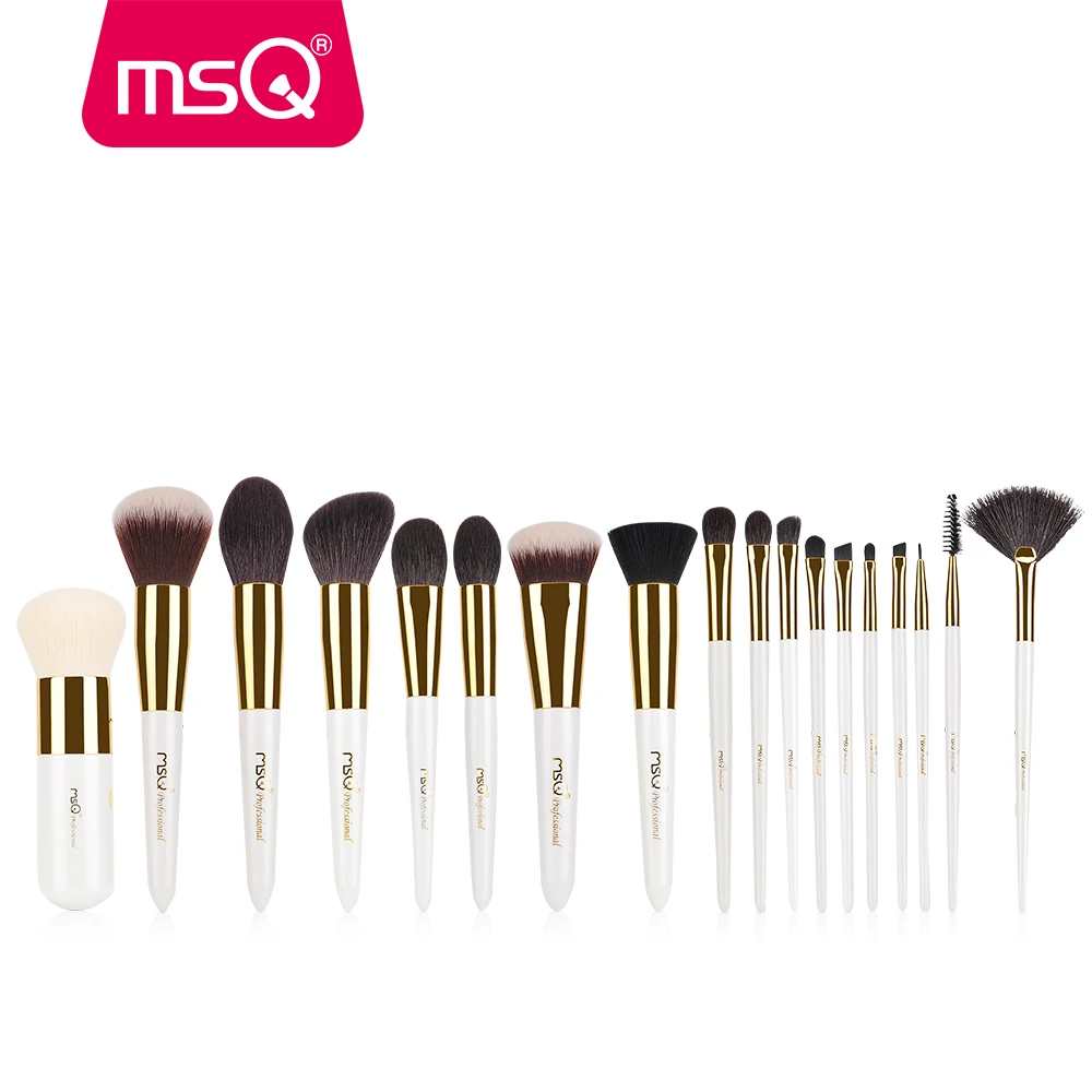 MSQ 18pcs new style white make up brush set with goat hair professional makeup brushes