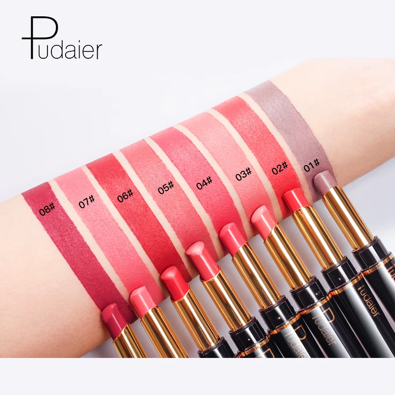 Pudaier Matte Lipstick Waterproof Double Sided Long Lasting Lipsticks Brand Lip Makeup Cosmetics Dark Red Lips Liner Pencil