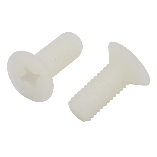 M2 M2.5 White Phillips Flat Countersunk Head Nylon Plastic Screw