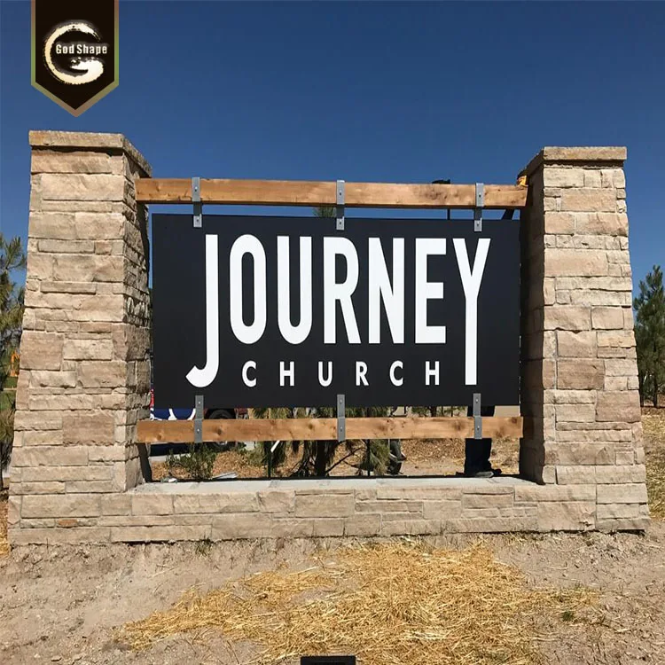 Monument pylon freestanding signage in street side decorate attractive directional and wayfining sign signage outdoor