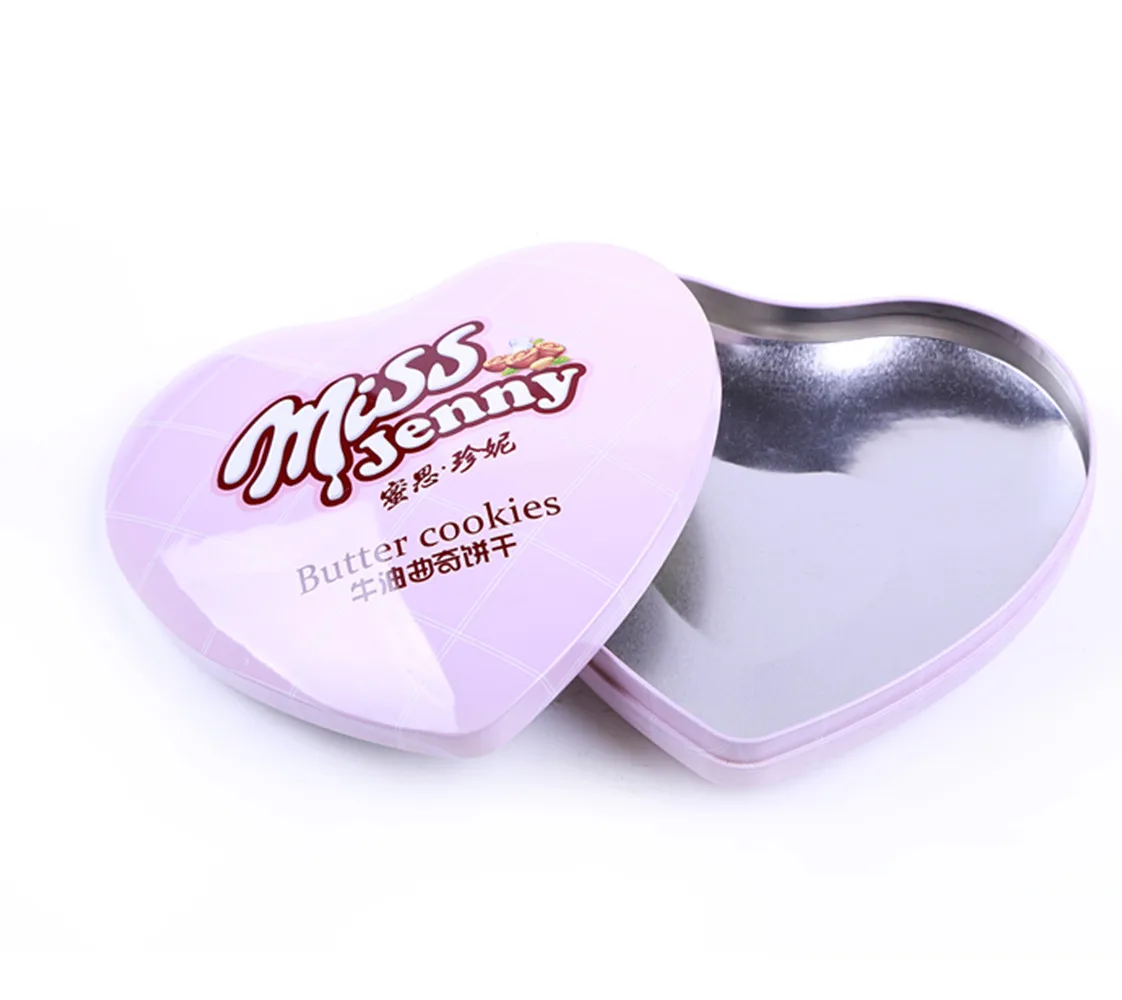 Heart shape chocolate tin can for gift packaging