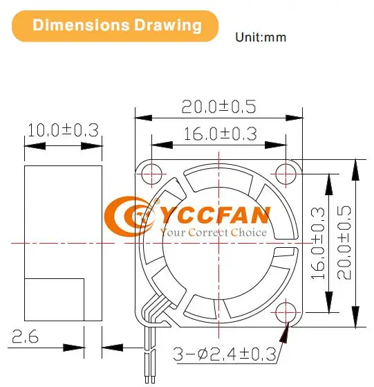 YCCFAN 20mm DC Cooling Fan 5 volt 20*20*10 Mini Small Axial Flow Brushless Fan Price