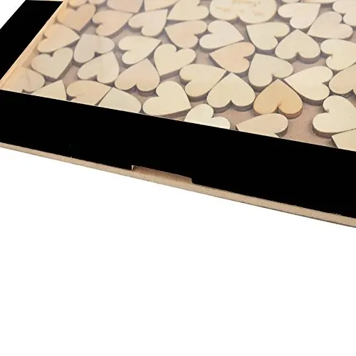 Customized Wood Wedding Memory Guest Book Heart with 120Pcs Hearts Decor