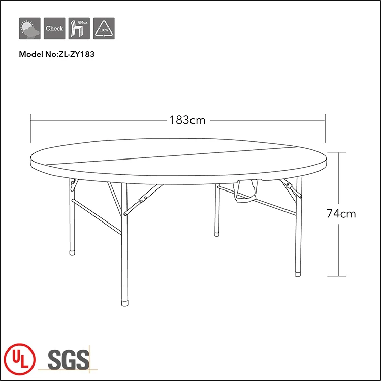 Wholesale white round foldable table outdoor wedding banquet 4FT plastic folding table for dining