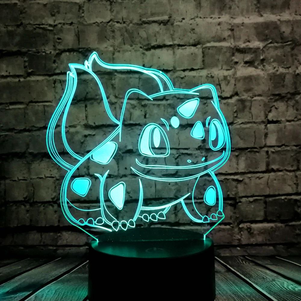 Remote control 3D Cartoon USB Lamp Pokeball Bulbasaur Pokemon Go Game LED Night Light Visual Illusion Table Holiday Kid Toy
