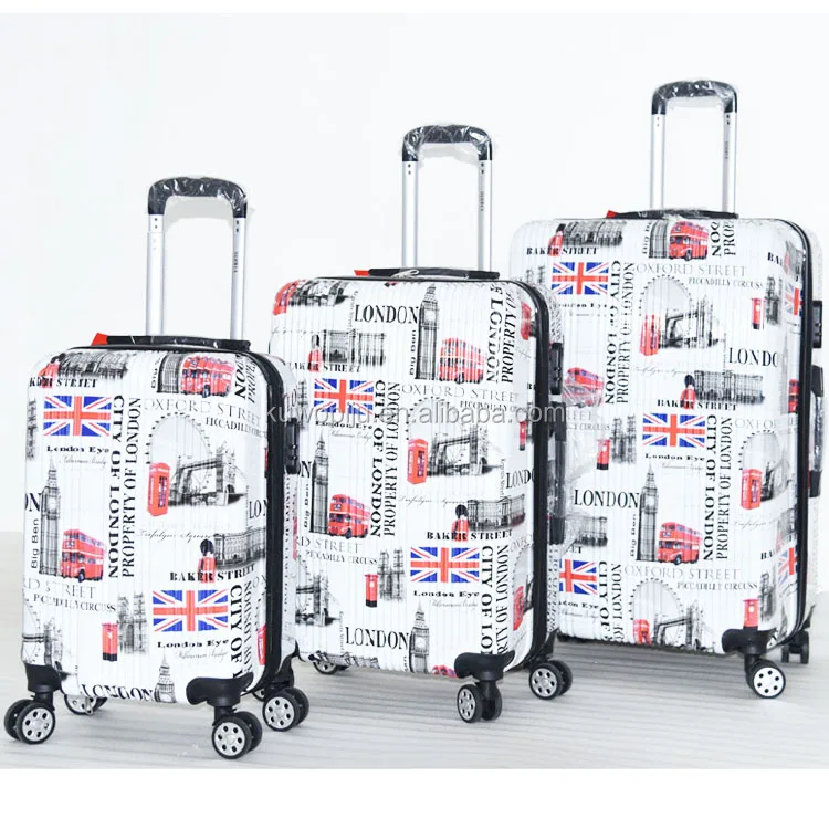 
ABS PC Spinner 4 Wheels Vintage suitcase trolley with butterflies luggage set 