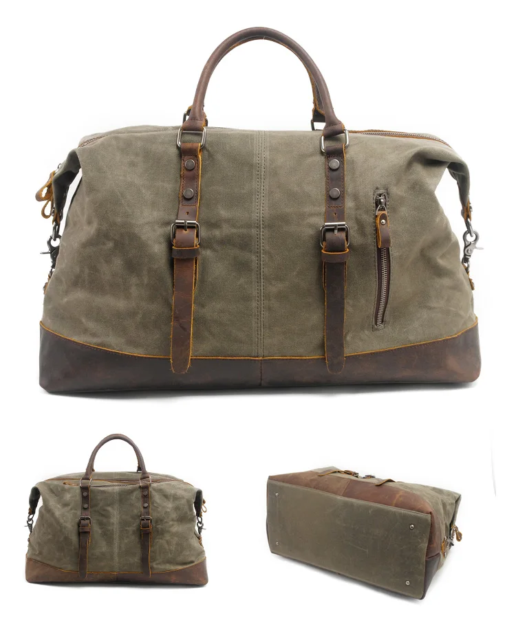 T 831-2K XL Wholesale Vintage Waterproof Duffel Weekender Bag Waxed Canvas Bag
