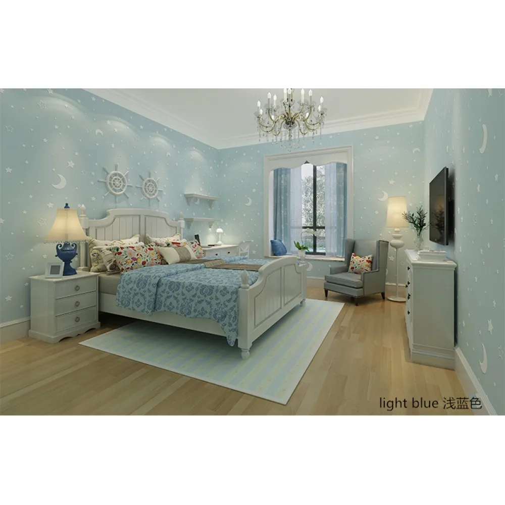 
BL Star moon children room luminous non-woven 3D wallpaper 