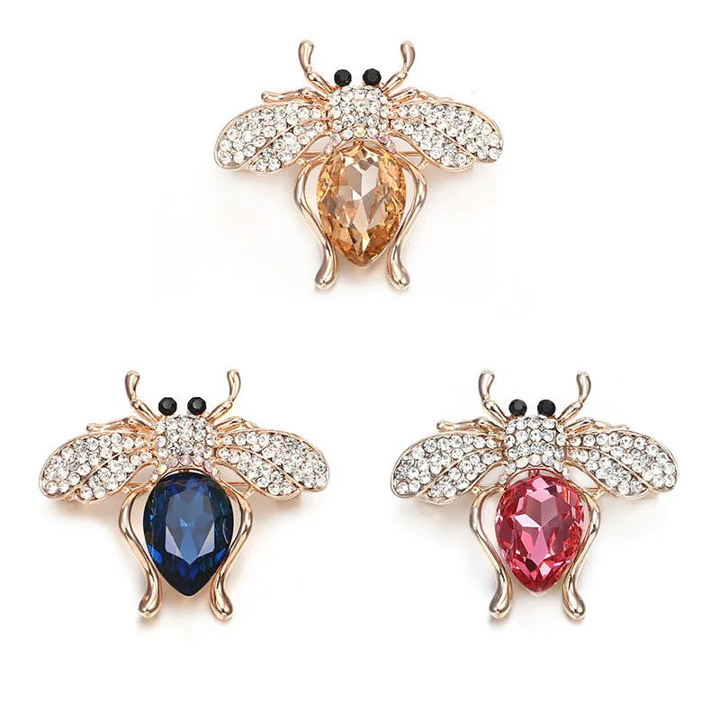 
New design fashion wholesale Amazon hot sale creative glass bee brooch 