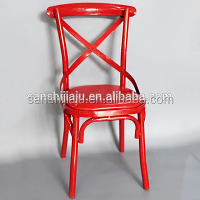 
Cross back metal chair no arm with soft cushion antique design CM-005 