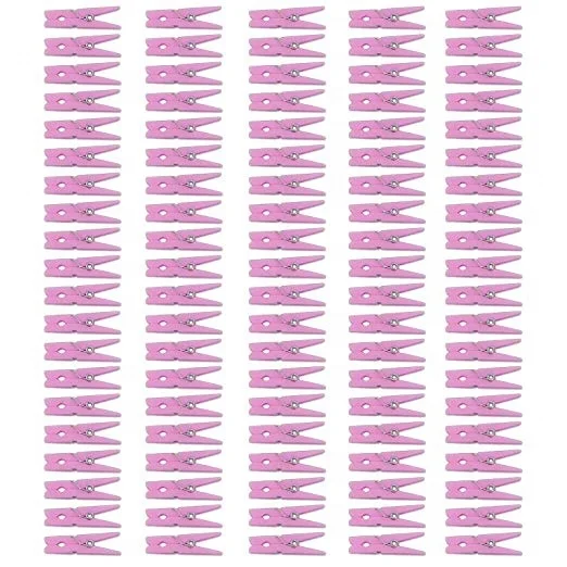 Mini Pink Clothespins 100 Pack  Clothes Pins Plastic Baby Shower Favors Party Game Scatter Decorations DIY