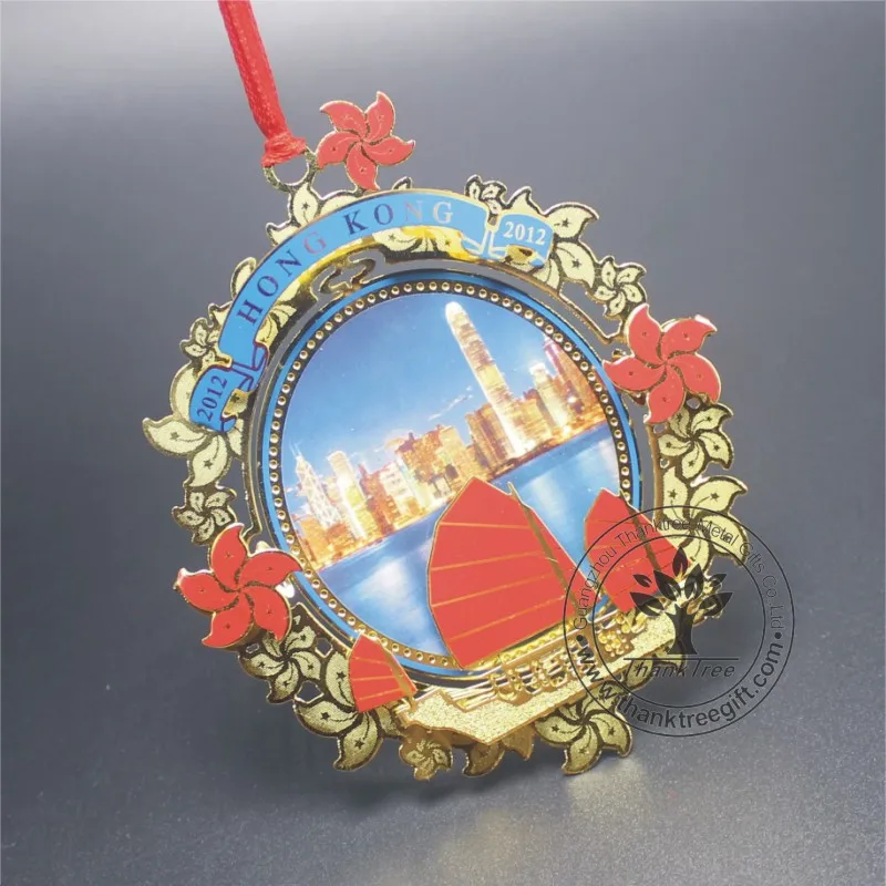 metal collection gift logo printing 3d custom etched brass Christmas ornament