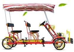 Factory outlet family set child seat sightseeing 4 wheels canopy tour Quadricycle 4 person Surrey bike
