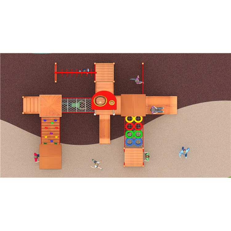 Pre-school outdoor playground children equipment wooden park big kids slide for sale