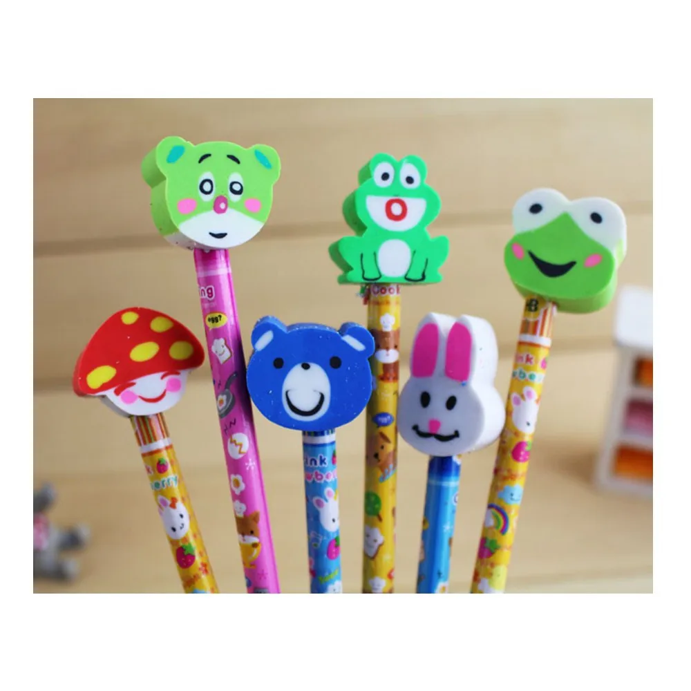 Korea stationery wooden pencil cute pencil with eraser