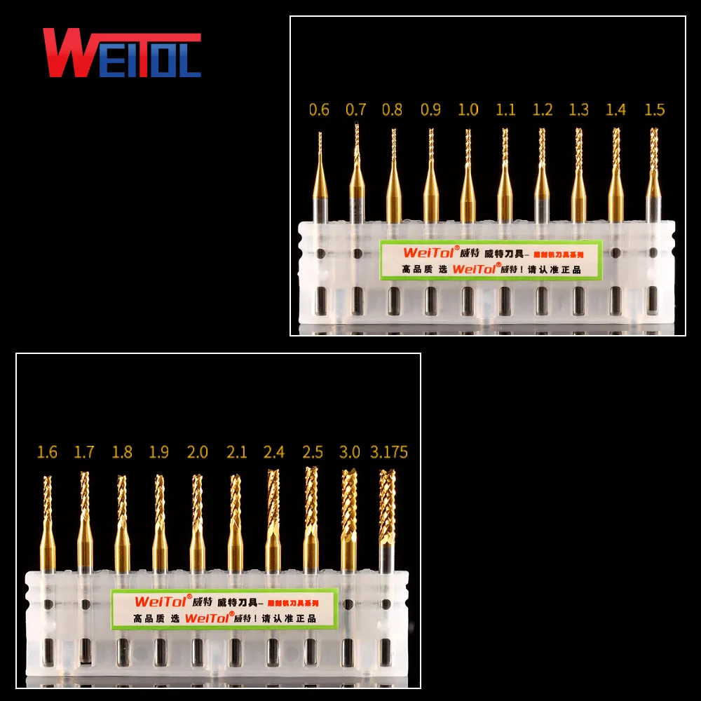 Titanium Coat Carbide CNC PCB end mill engraving bits