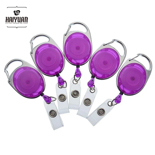 Bulk ID Premium Carabiner Clip Badge Reels - Retractable I.D. Card Holders Stock Colors