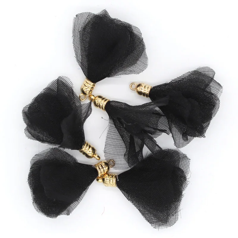 Декоративные золотые металлические подвесные серьги с кисточками