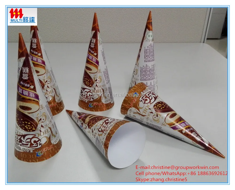 Aluminium Foil Paper cone for ice Cream Wrapper