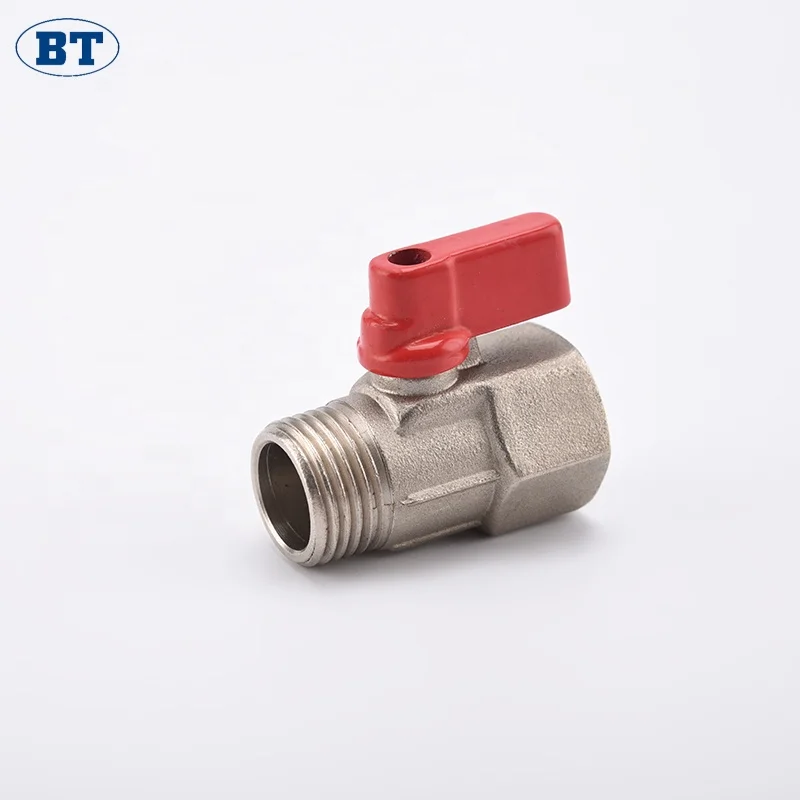 Small Mini Brass Ball Valves 1 8 Inch F/M with Nickel Plated 300 PSI for Water Shower Head