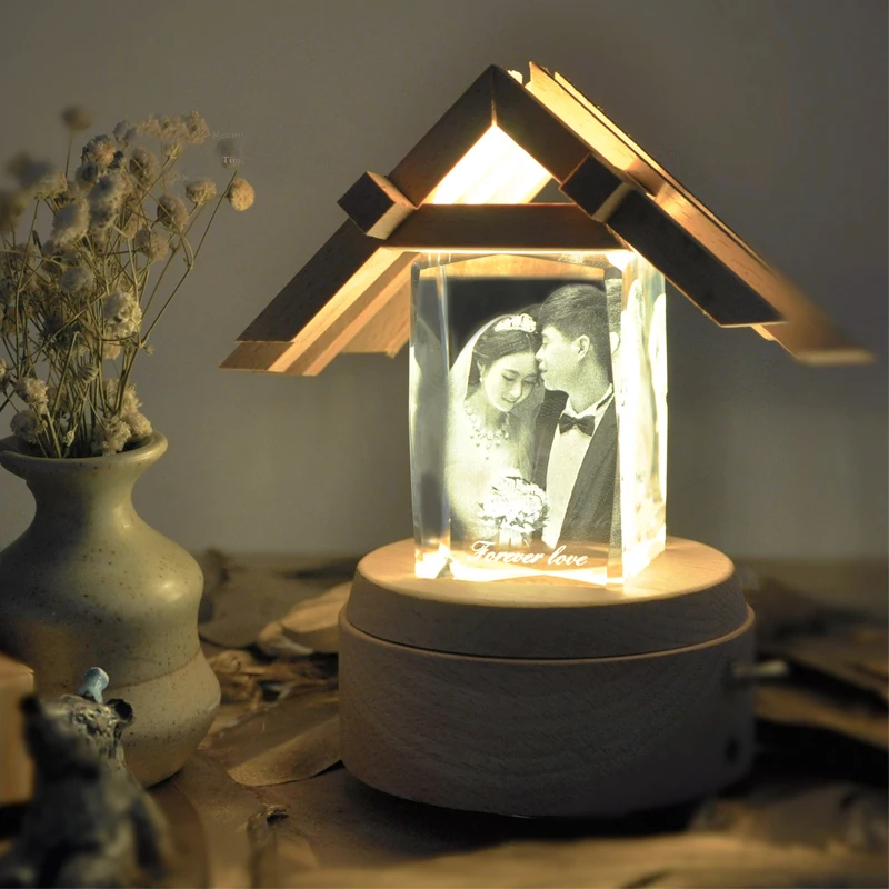 3d3d лазерная гравировка деревянная и Хрустальная Стеклянная фоторамка для свадебных подарков сувенир с основанием для хрустальной лампы