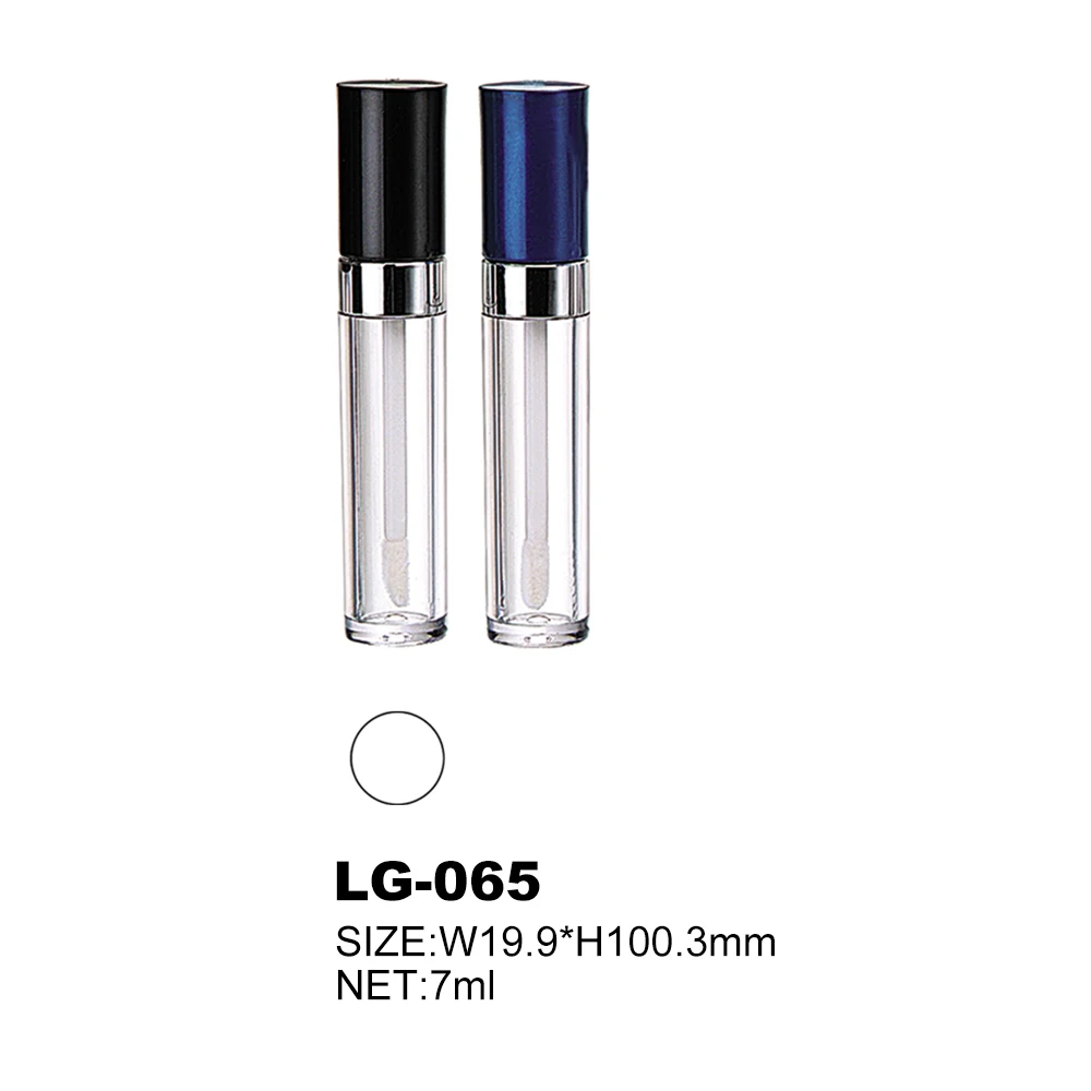 Round plastic black lip gloss tube 7 ml liquid transparent bottle lip gloss containers tube