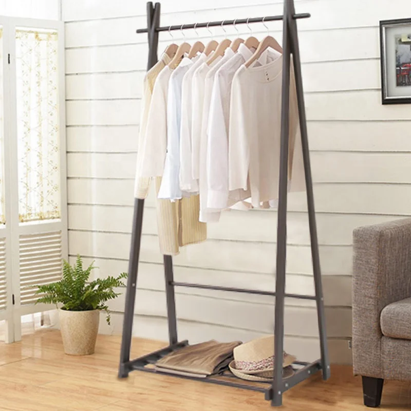 Movable Wooden Cloth and Shoe Hanger rack Coat rack with wheels