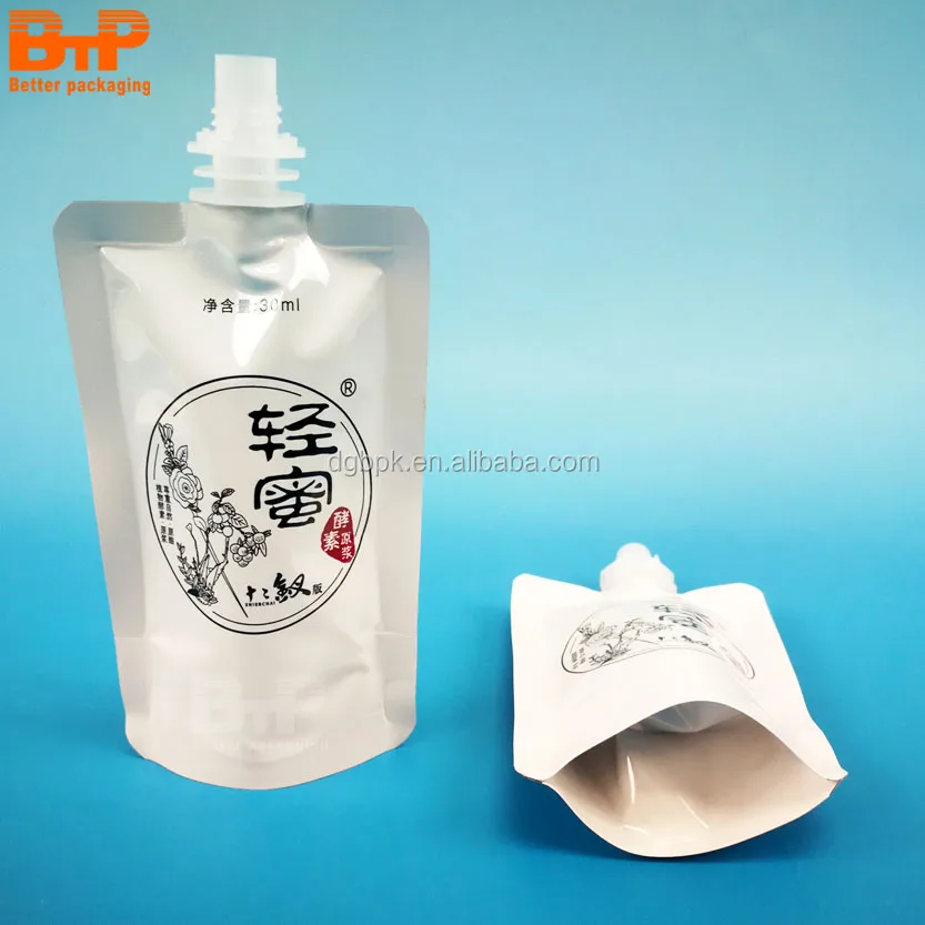 Custom pouch Laminated Mylar bags and Spout Top For Beverage Packaging Bag For Juice Milk Shampoo Face Facial Cream