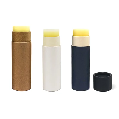 
0.5 oz Biodegradable White Kraft Cardboard Deodorant Push Up Paper Tube Packaging For Lip Balm 