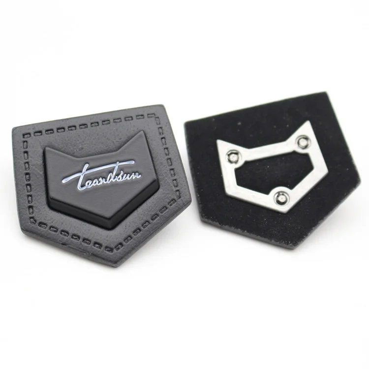 logo custom metal leather denim jeans patch