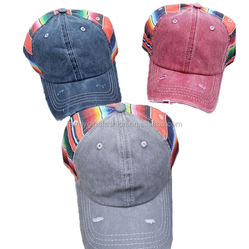 Wholesale Monogrammed Adjustable Colorful Serape Striped Baseball Cap