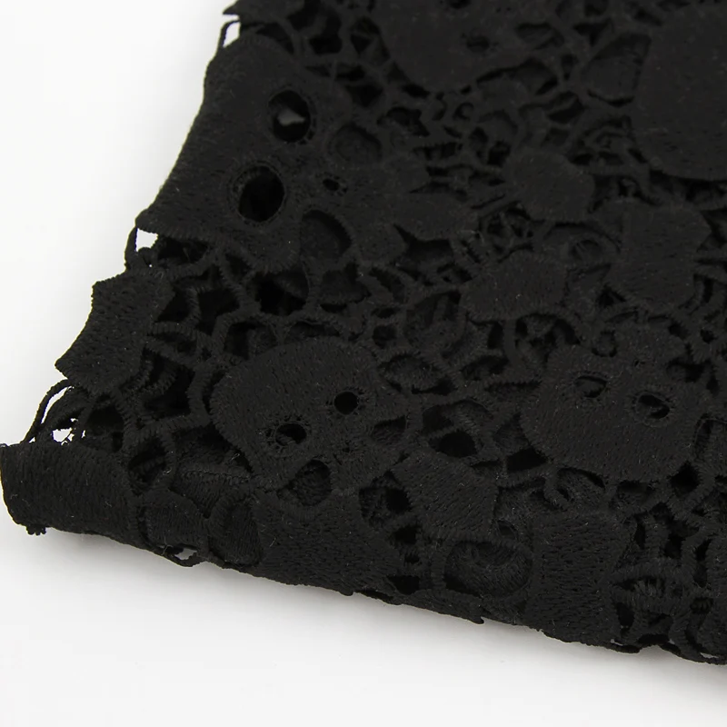 Wholesale cheap black fashion skull head breathable thin Swiss water soluble lace fabric for women