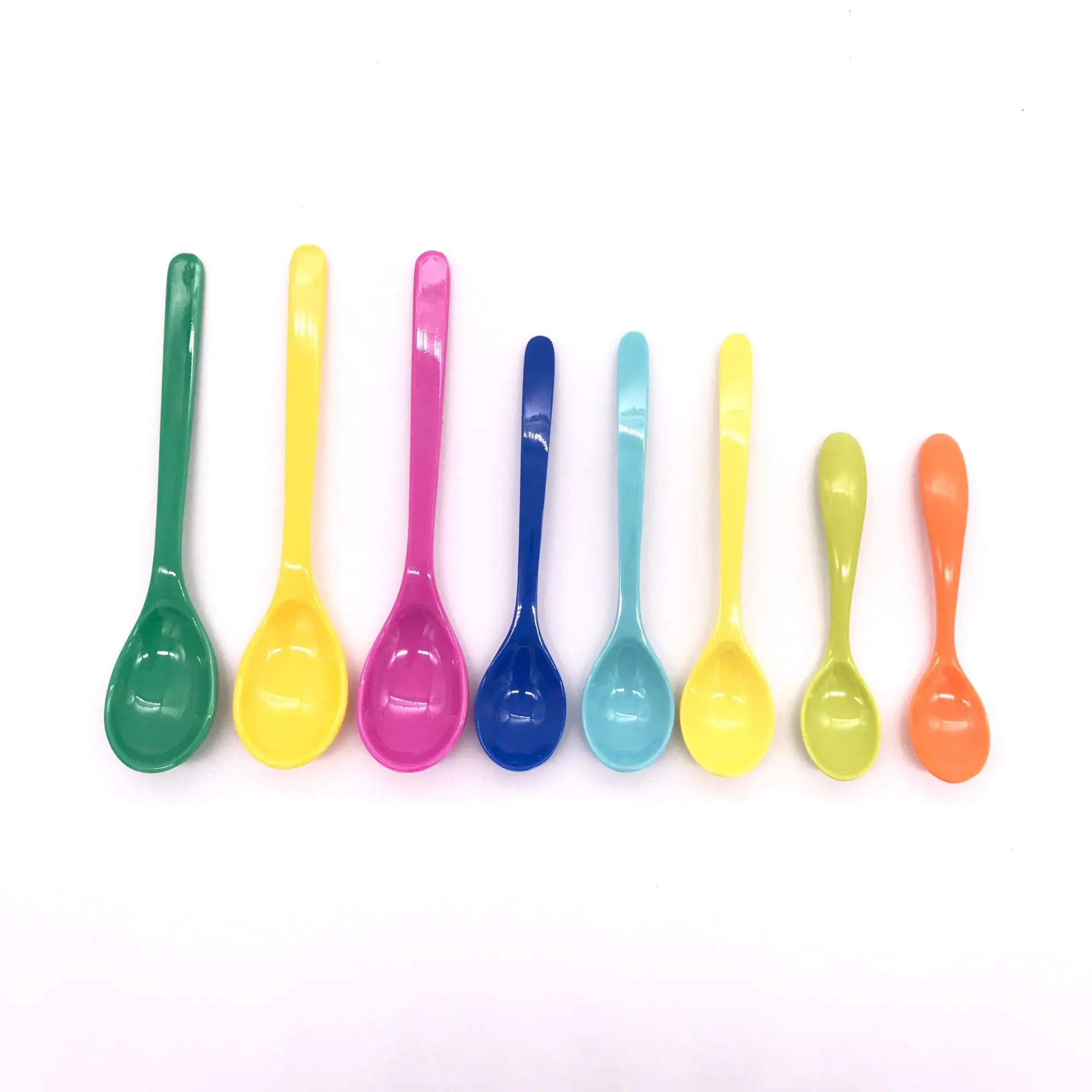 Custom design printed logo Colorful melamine baby plastic spoon