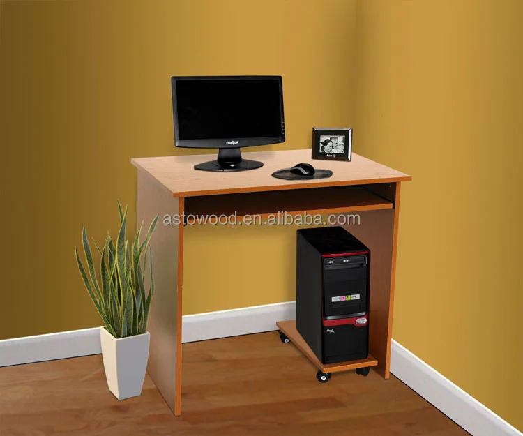 Melamine PB/MDF Computer Desk with pull out keyboard shelf in Gloss White