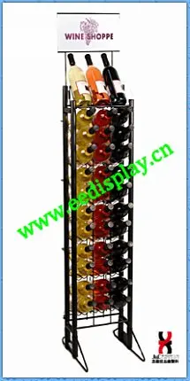 Spirit wine display rack/floor standing wine display shelve/metal wine bottle holder for promotion retail store